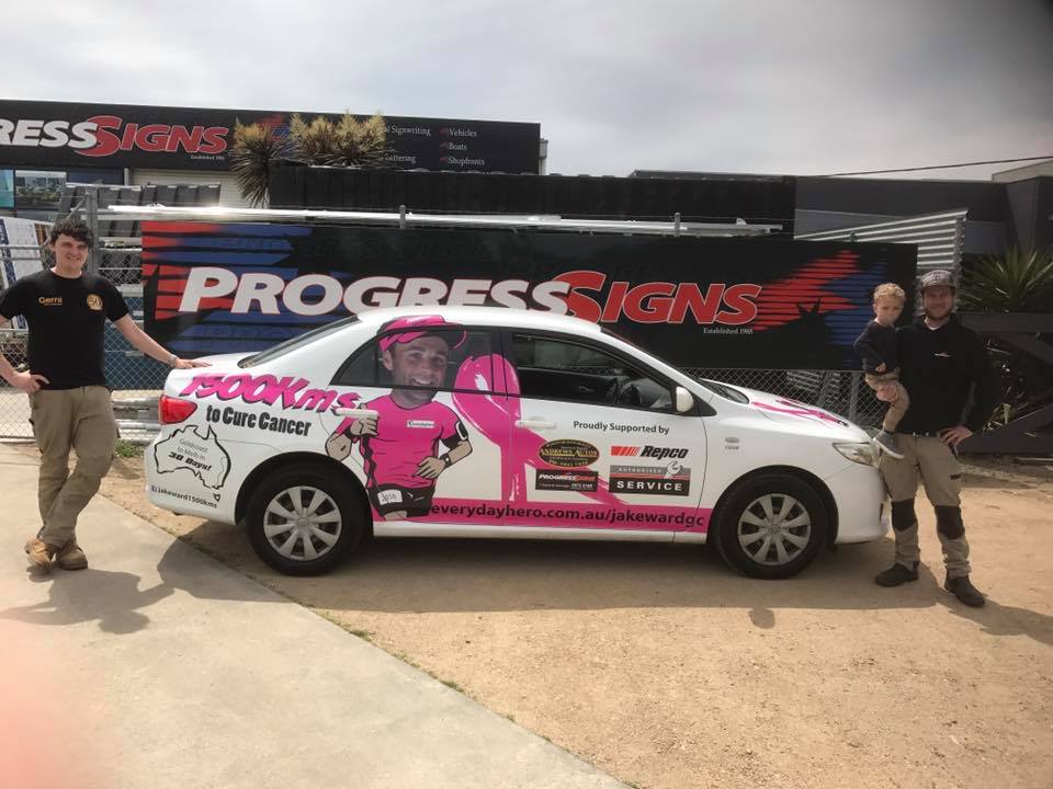 Ward's support car, donated by Andrew's Autos, has been given a NBCF-themed makeover.
