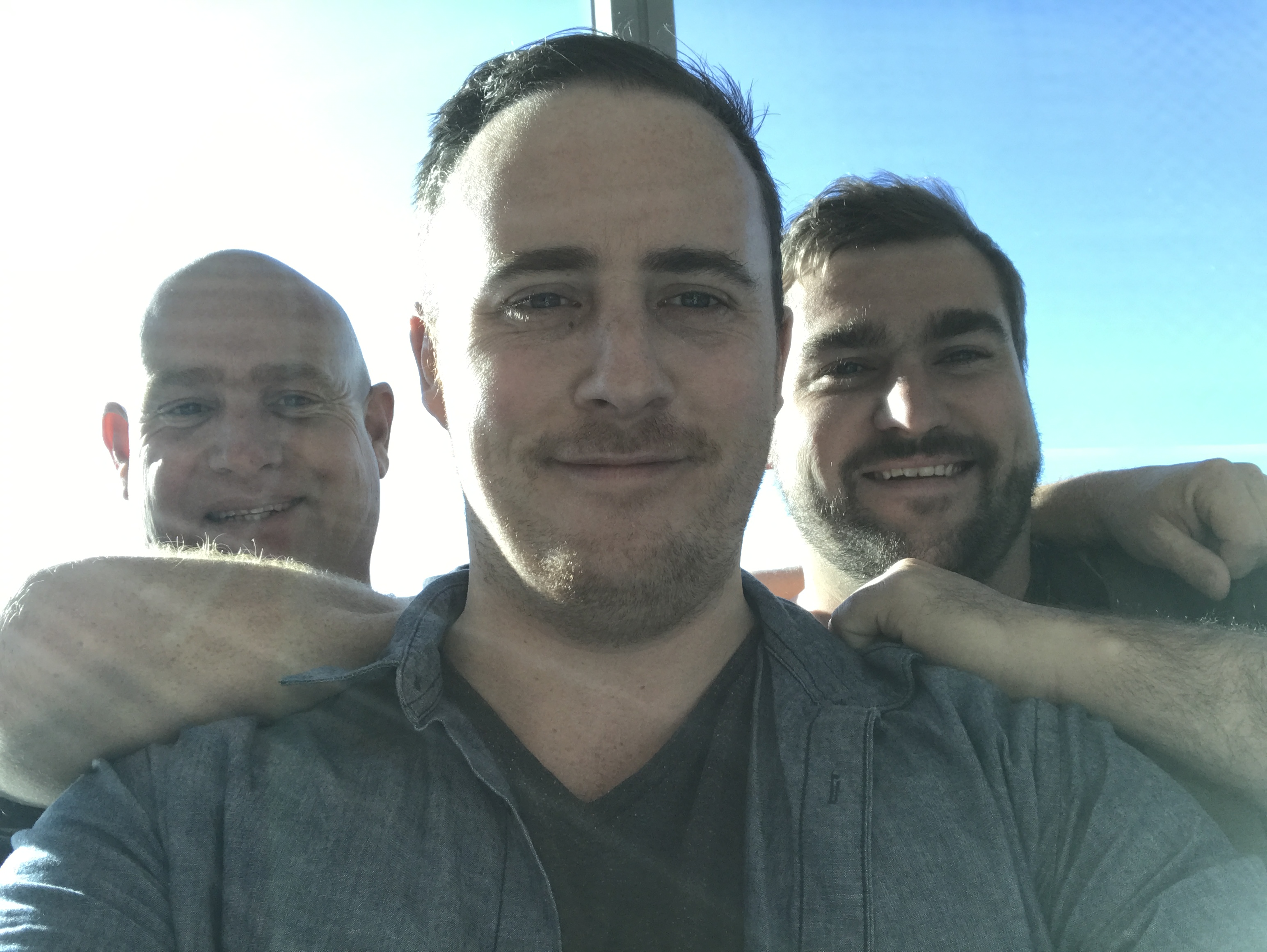 (L-R) Troy Beard, Jason Bird and Jay Cavanagh pose for a selfie.